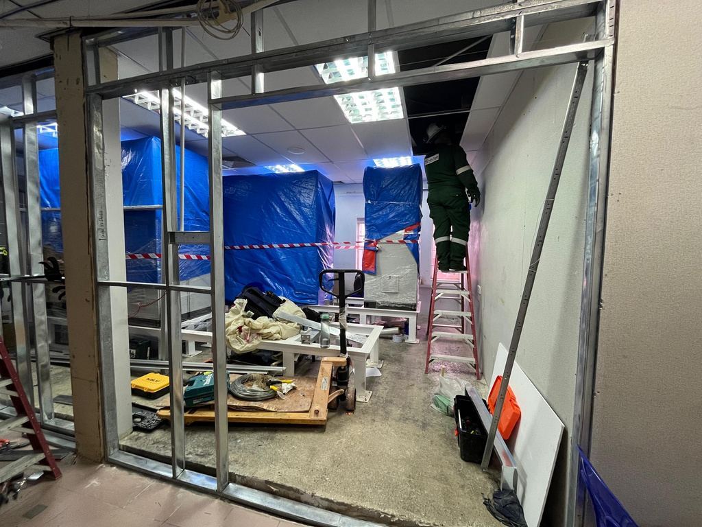 Door frame installation for instrument equipment room