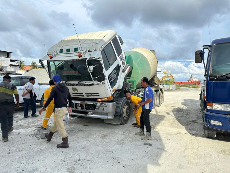 Cement truck at site