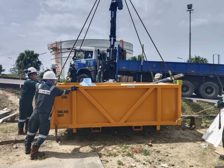 Equipment bin on site